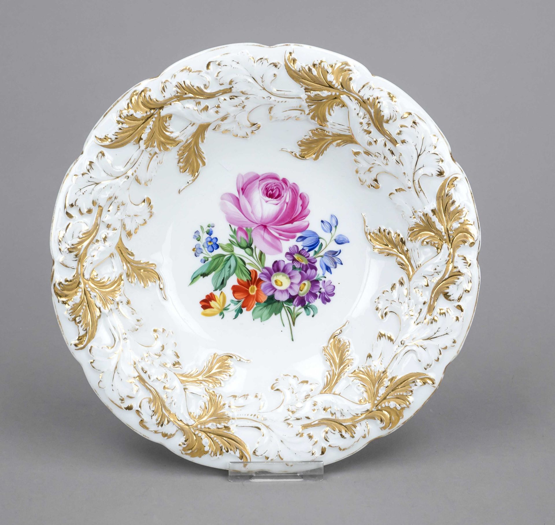 Magnificent bowl, Meissen, Knauf period (1850-1924), 1st choice, round form with curved rim,