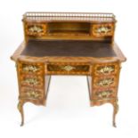 Desk in Dresden Baroque style around 1900, walnut, bronze applications, 104 x 102 x 64 cm - The