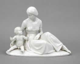 Seated mother and child, Allach, Bavaria, rune mark, 1939-1945, designed by Paul Horn (1876-1959),