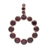 Garnet pendant RG 416/000 with partially gold-plated eyelet, unmarked, tested, with 12 and 3 round
