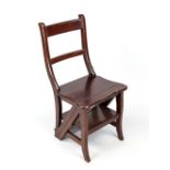 Ladder chair, 20th century, mahogany. Folded out 4 steps, slightly rubbed & bumped, h. max 88 cm