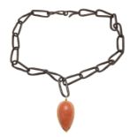 Günter Krauss coral design necklace with coral pendant GG 750/000 with a fine drop-shaped coral