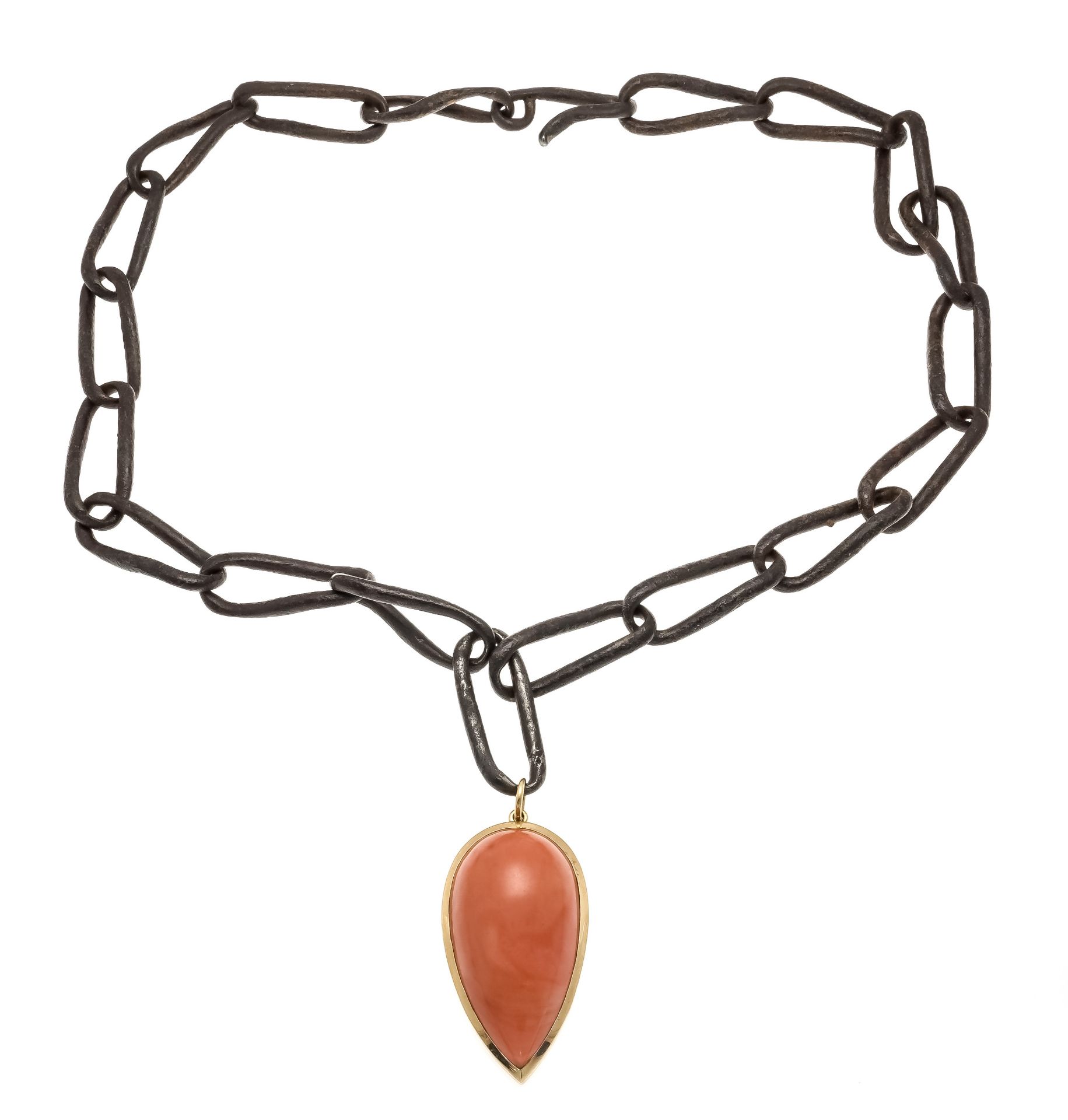 Günter Krauss coral design necklace with coral pendant GG 750/000 with a fine drop-shaped coral