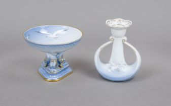 Dolphin trolley and candlestick, Bing & Gröndahl, Copenhagen. 20th century, decor seagull with