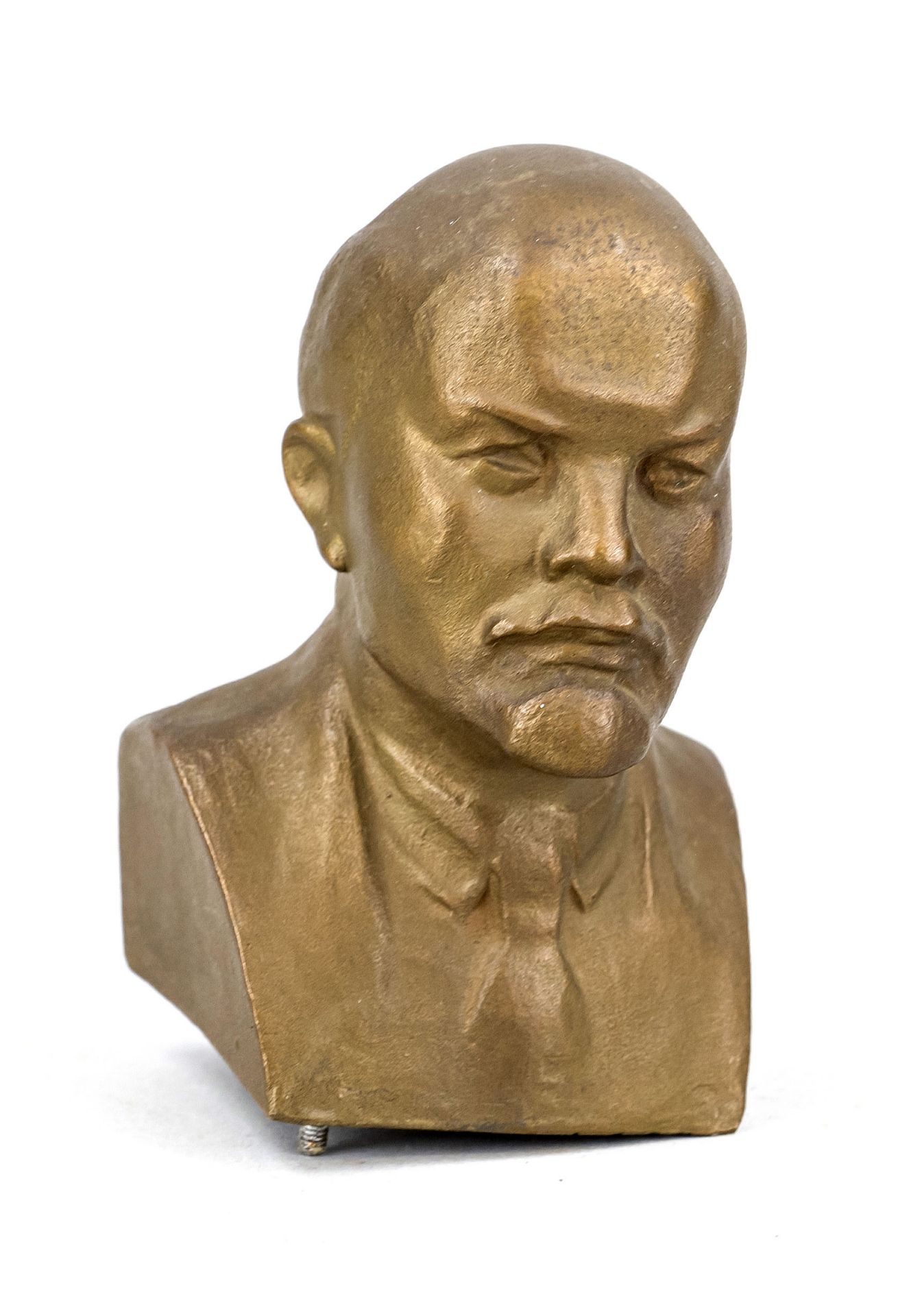 Soviet sculptor, mid 20th century, bust of Lenin, patinated bronze, inscribed in Cyrillic on the