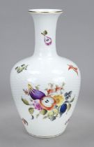 Vase, Herend, mark after 1967, wall with basket relief, with polychrome fruit and flower painting,
