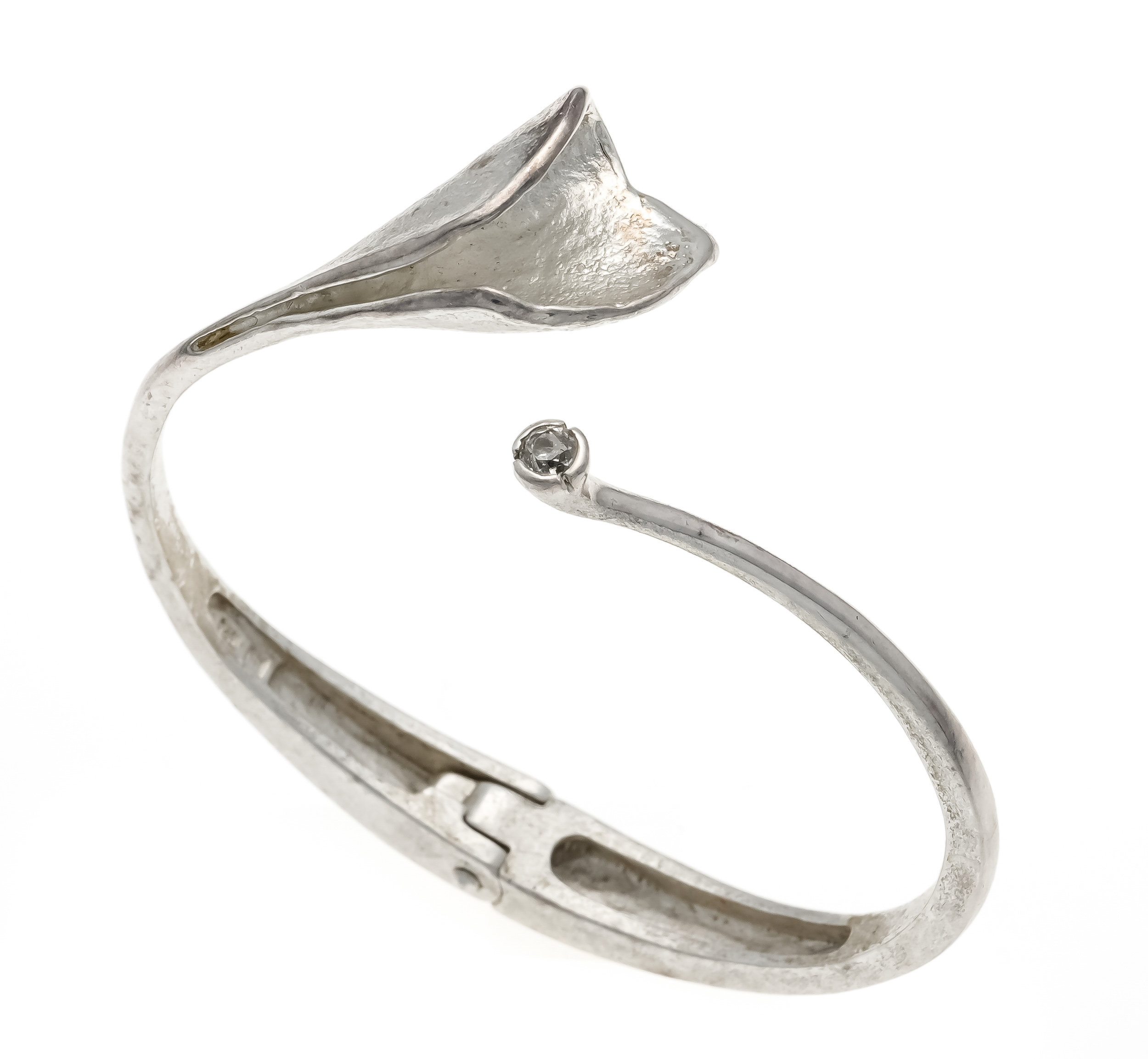 Old-cut diamond bangle silver 925/000 with an old-cut diamond 0.10 ct tinted white/SI, inside 56 x