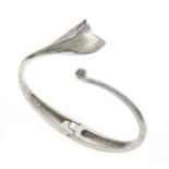 Old-cut diamond bangle silver 925/000 with an old-cut diamond 0.10 ct tinted white/SI, inside 56 x