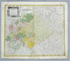 Historical map of Saxony, ''Circuli Supe Saxoniae pars meridionalis...'', partly col. Copper