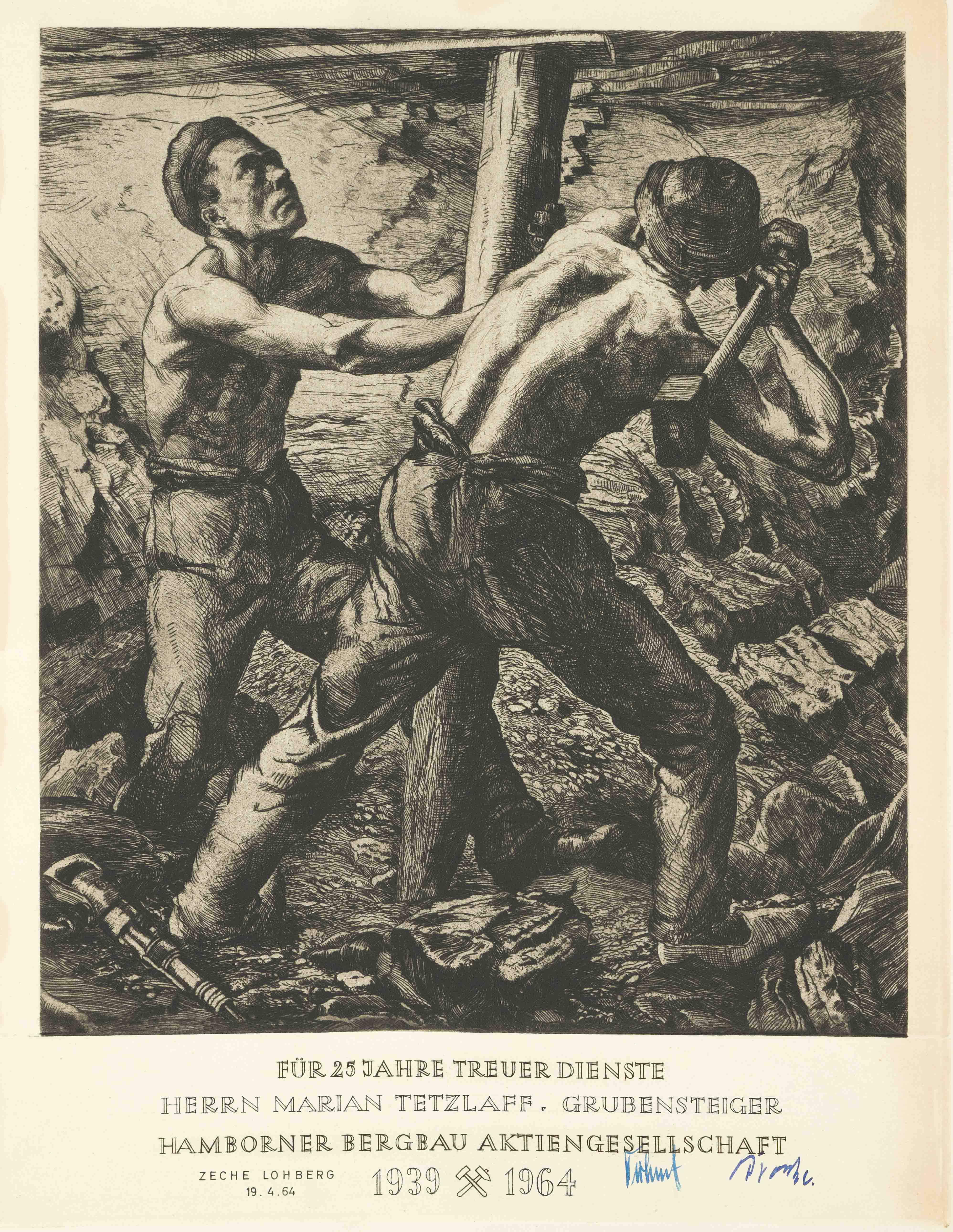 Mixed lot of 10 etchings by various artists, 1st half of the 20th century, on the subject of mining, - Image 5 of 5