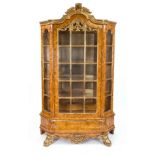 A magnificent display cabinet in Dutch Baroque style, 20th century, bird's-eye maple root veneer,