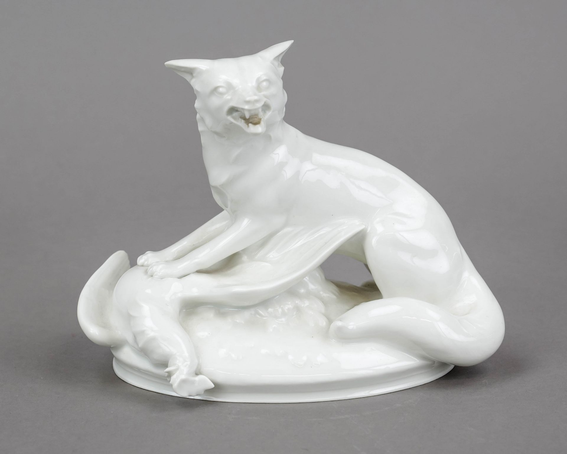 Fox with chicken, Meissen, mark after 1934, 1st choice, designed by Alexander Struck in 1939,