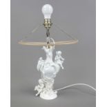 Figural table lamp, Meissen, Knauff Schwerter 1850-1924, 1st choice, electrified centerpiece,