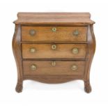 Dutch chest of drawers, 19th century, oak, arched body with three drawers, 82 x 87 x 48 cm - The
