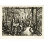 Franz Graf (1880-1950), series of 8 industrial motifs, including female workers in large