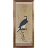 Scroll painting with falcon, China 19th/20th century, ink and light colors on paper, red artist's