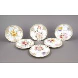 Six ceremonial plates, Nymphenburg, marks 1925-1975, pierced plates, partially gilded or painted