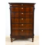 Gentleman's chest of drawers, late Biedermeier around 1850, mahogany, drawers slightly curved, 164 x