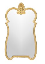 Wall mirror, 20th century, gold-bronzed wooden frame, faceted mirror, 81 x 45 cm