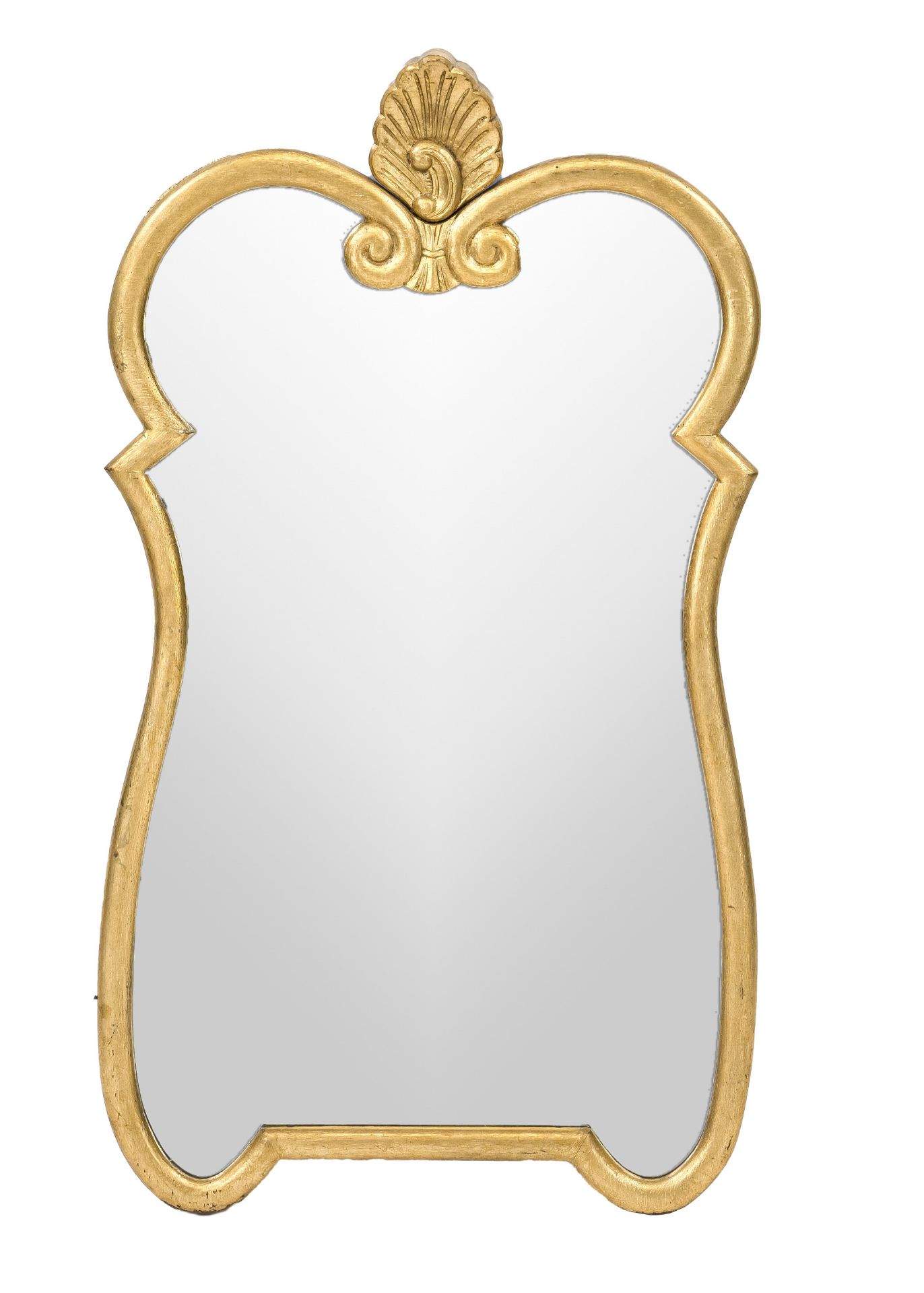 Wall mirror, 20th century, gold-bronzed wooden frame, faceted mirror, 81 x 45 cm