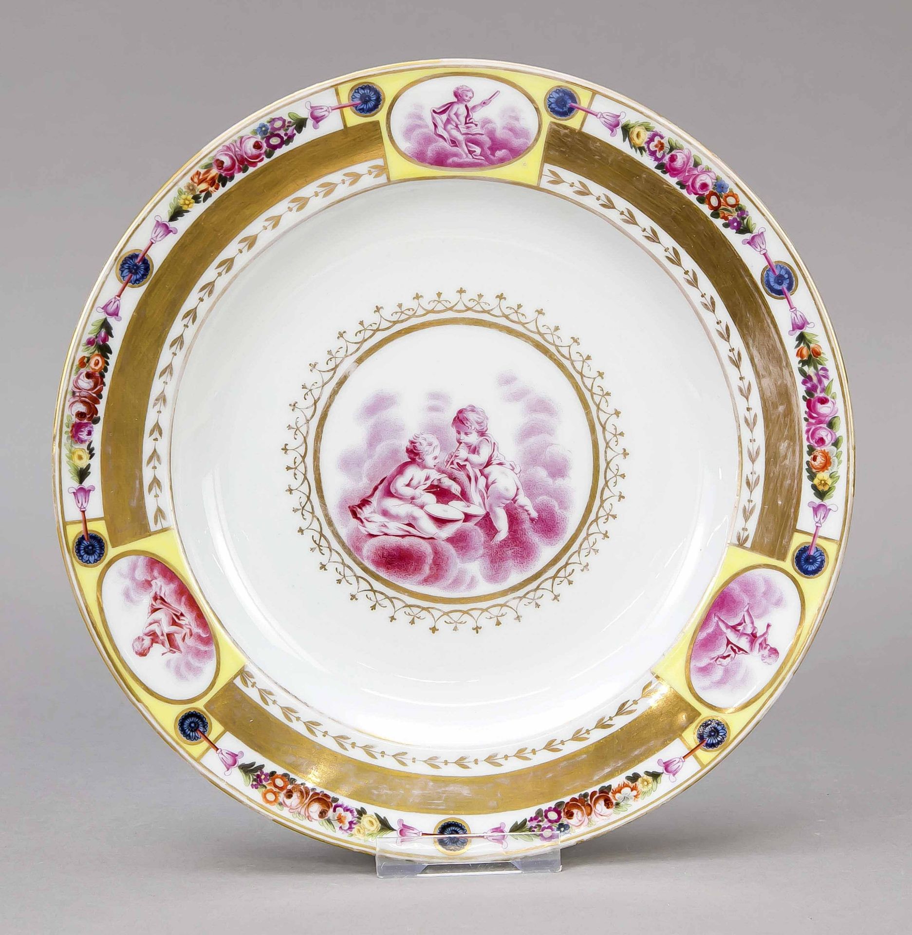 Plate, Meissen, Knauff-Schwerter 1850-1924, 2nd century, polychrome painting, the mirror and three