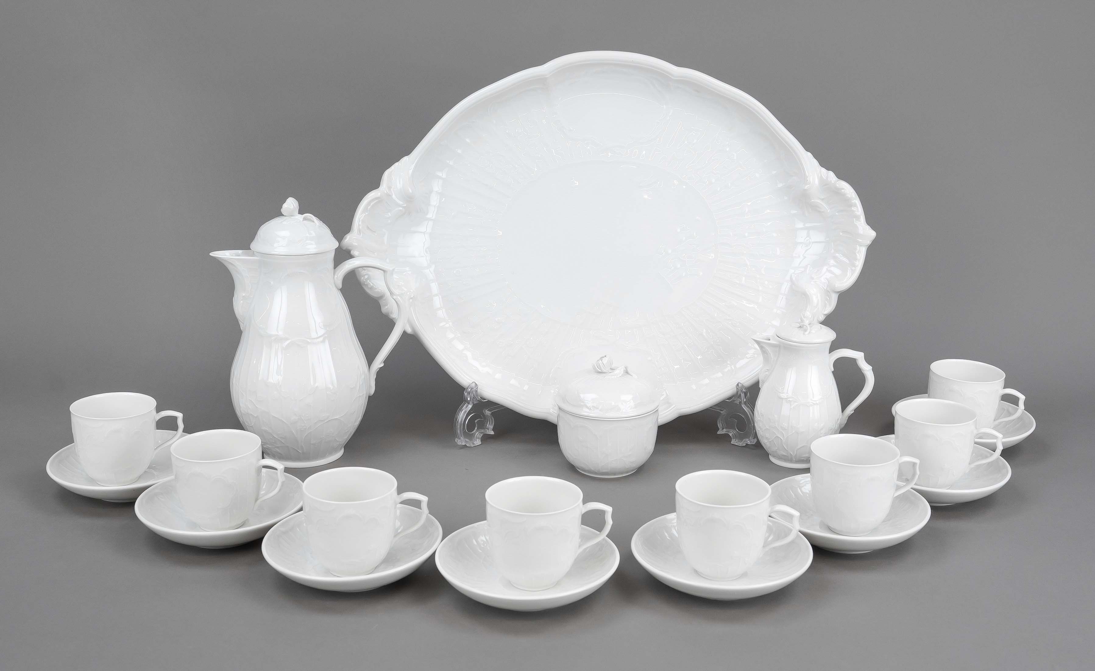 Mocha service for 8 persons, 20-piece, KPM Berlin, marks 1962-1992, 1st choice, Neuzierat form