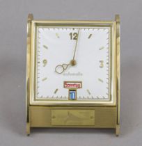 Table clock circa 1970, mechanical, solid brass gilded, with date and day of the week, automatic