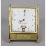 Table clock circa 1970, mechanical, solid brass gilded, with date and day of the week, automatic