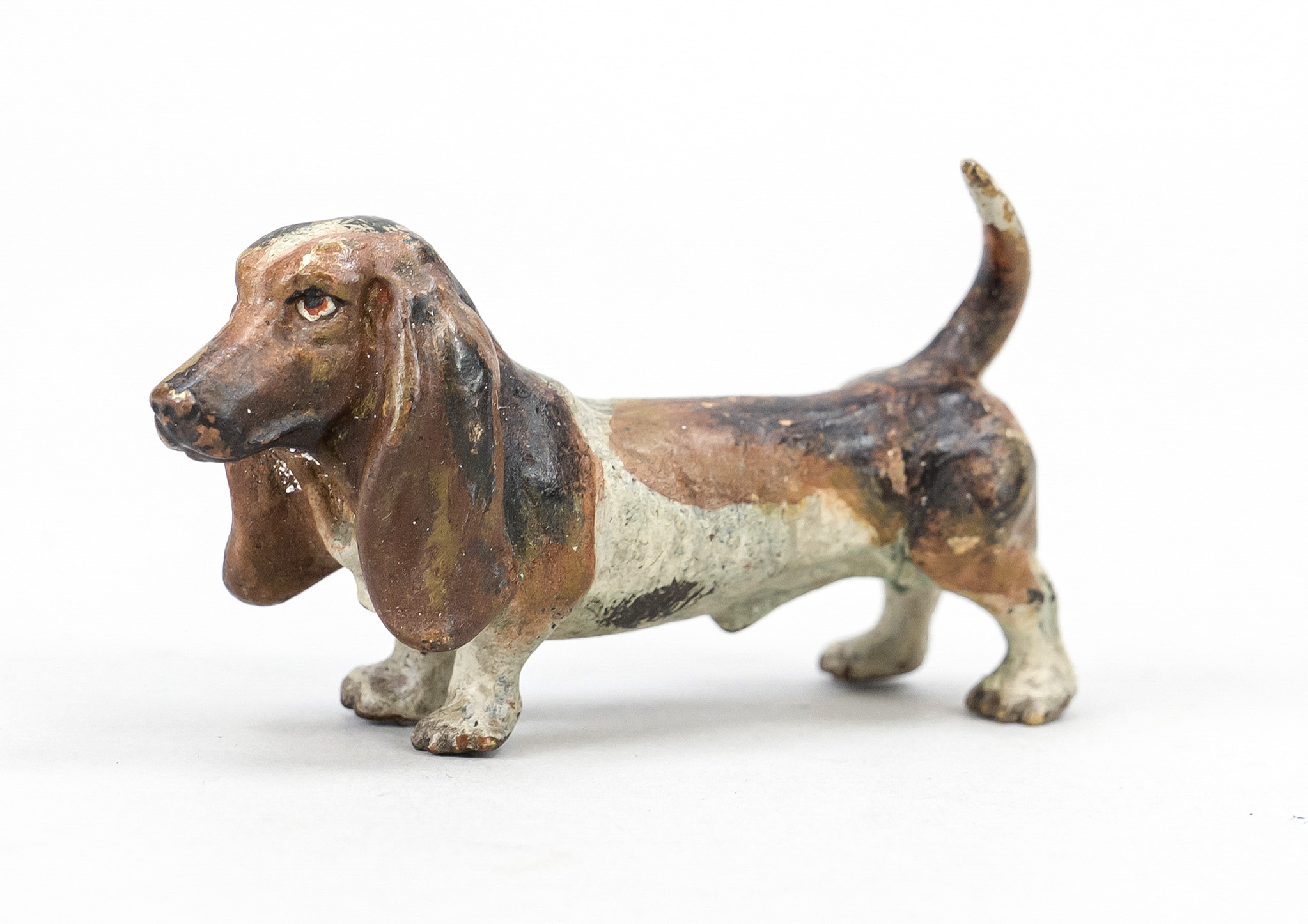 Small bronze in the style of Viennese bronzes, 20th century, basset, polychrome cold-painted bronze,