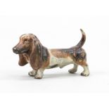 Small bronze in the style of Viennese bronzes, 20th century, basset, polychrome cold-painted bronze,