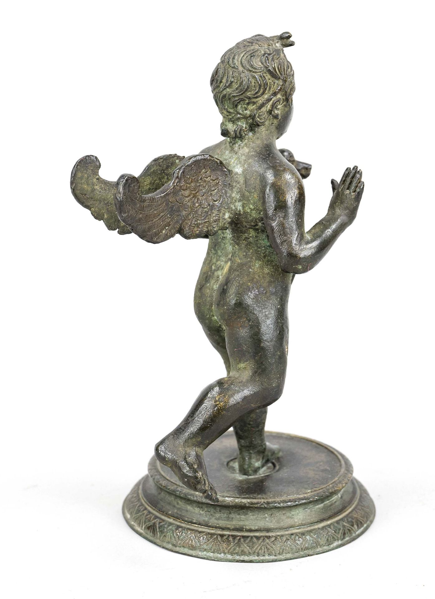 19th century bronze statuette, ''The Goose Thief'', cupid carrying a goose, bronze c. 1880, after - Image 2 of 2