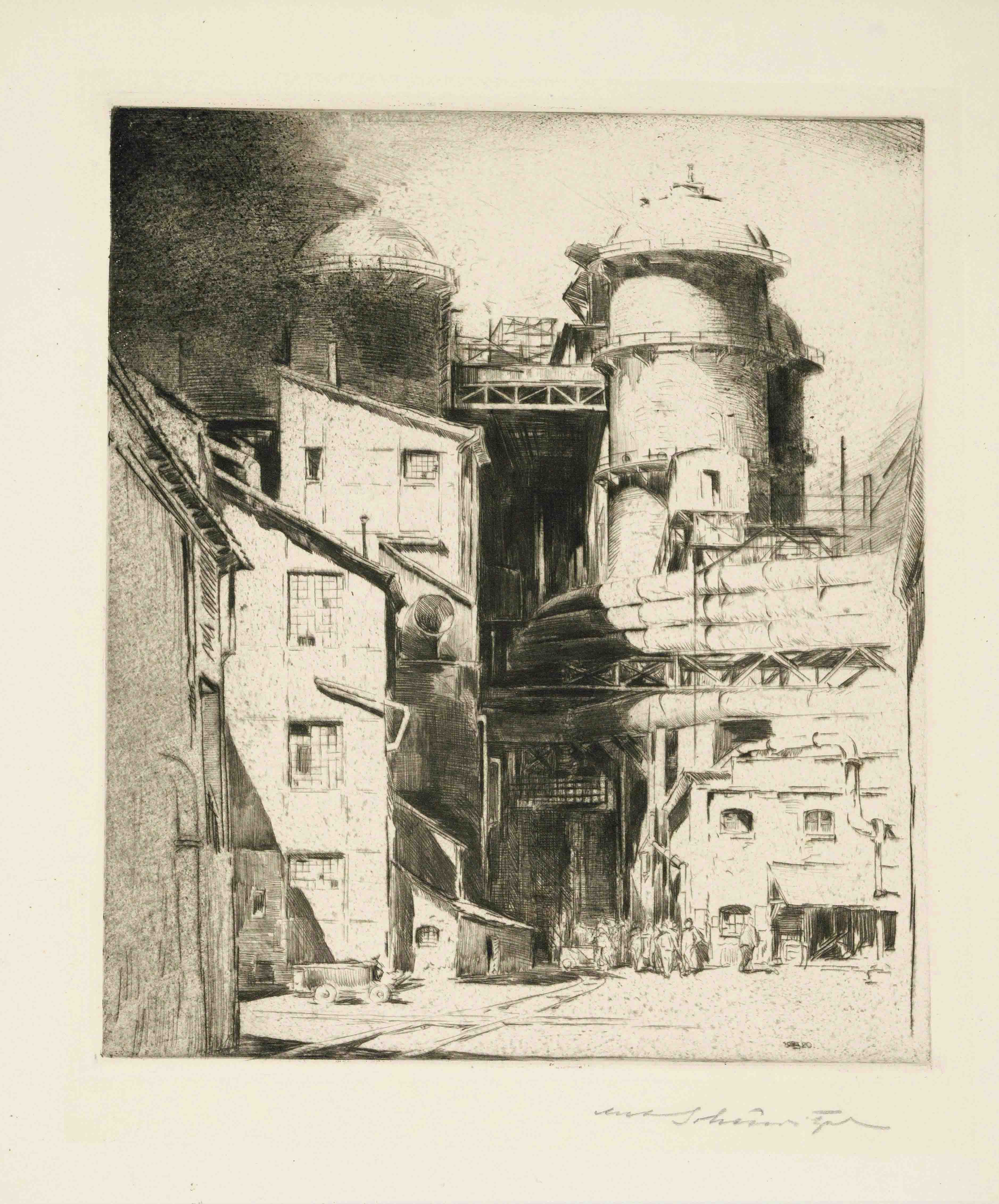 Anton Scheuritzel (1874-1954), bundle of 10 etchings and lithographs with industrial motifs, each - Image 3 of 4
