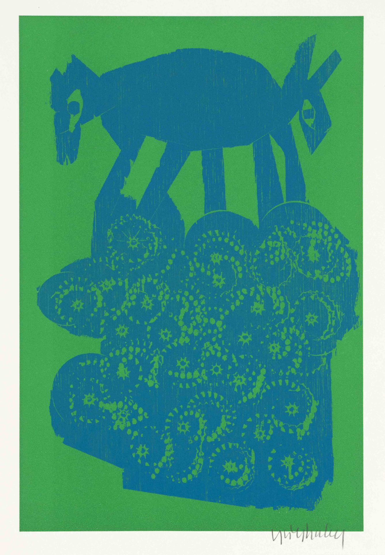 HAP Grieshaber (1909-1981), two color woodcuts as annual editions of the Braunschweiger Kunstverein,