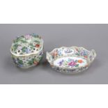 Bowl and lidded box, Potschappel, Dresden, 2nd half of the 20th century, each with openwork walls,