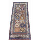 Carpet, Rug, Moghan. Even pile with slightly worn areas, slightly worn edges, fringes short, small