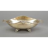 Oval bowl, Italy, mid-20th century, silver 800/000, on 4 feet, smooth body curved inwards, applied