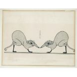 Marcus Behmer (1879-1958), German book artist and illustrator, two rats, original drawing in ink and