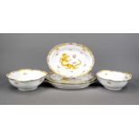 Six serving pieces, Meissen, after 1950, 1st choice, shape new cut-out, decoration yellow Ming