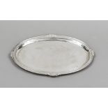 Oval plate, 20th century, hallmarked silver, slightly hollowed form, rim with floral decoration,