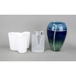 Three pieces of art glass, vase, Finland, Iittala, 2nd half of the 20th century, designed by Alvar