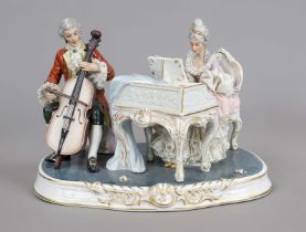 Music group, Sandizell, Bavaria, 20th century, after the Dresden model, a rococo group playing