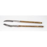 2 Flens knives or bacon knives, 19th century, wood and iron. Special, long-handled knives (so-called