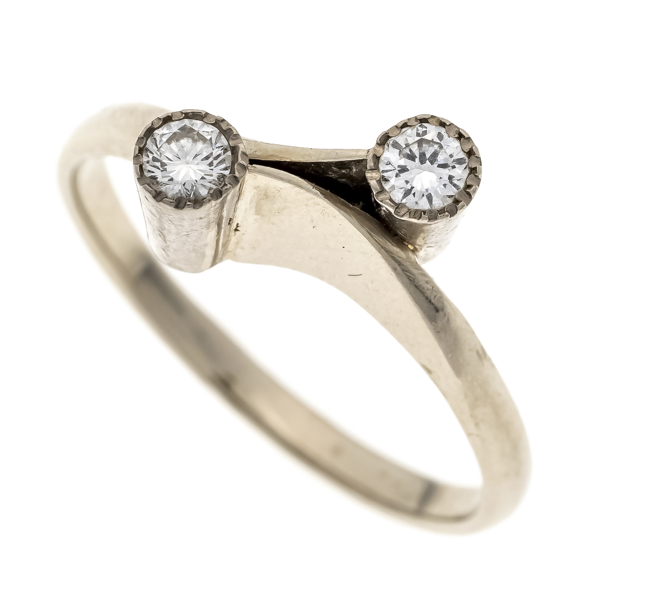 Russian Toi et Moi brilliant-cut diamond ring, WG 583/000 with 2 brilliant-cut diamonds, total 0.