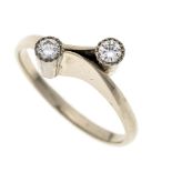 Russian Toi et Moi brilliant-cut diamond ring, WG 583/000 with 2 brilliant-cut diamonds, total 0.