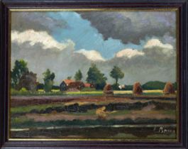 Emil Brose (1901-1962), North German landscape painter, Summer landscape under storm clouds, oil