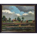 Emil Brose (1901-1962), North German landscape painter, Summer landscape under storm clouds, oil