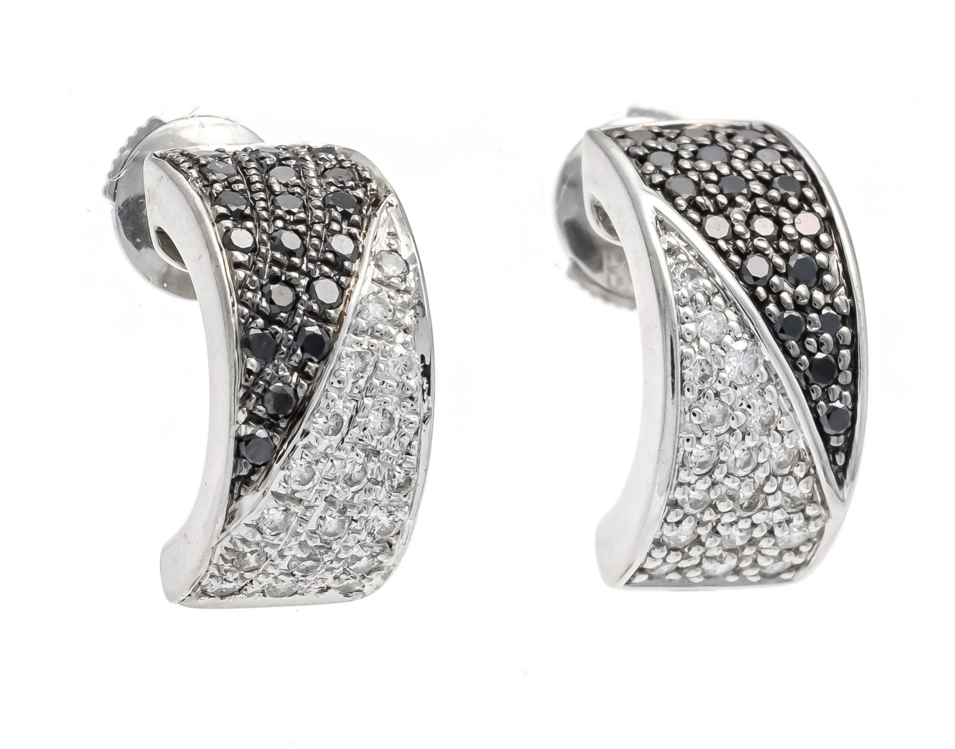 Brilliant stud earrings WG 750/000 with 36 brilliant-cut diamonds, total 0.54 ct W/VS-SI and 36 - Image 2 of 2