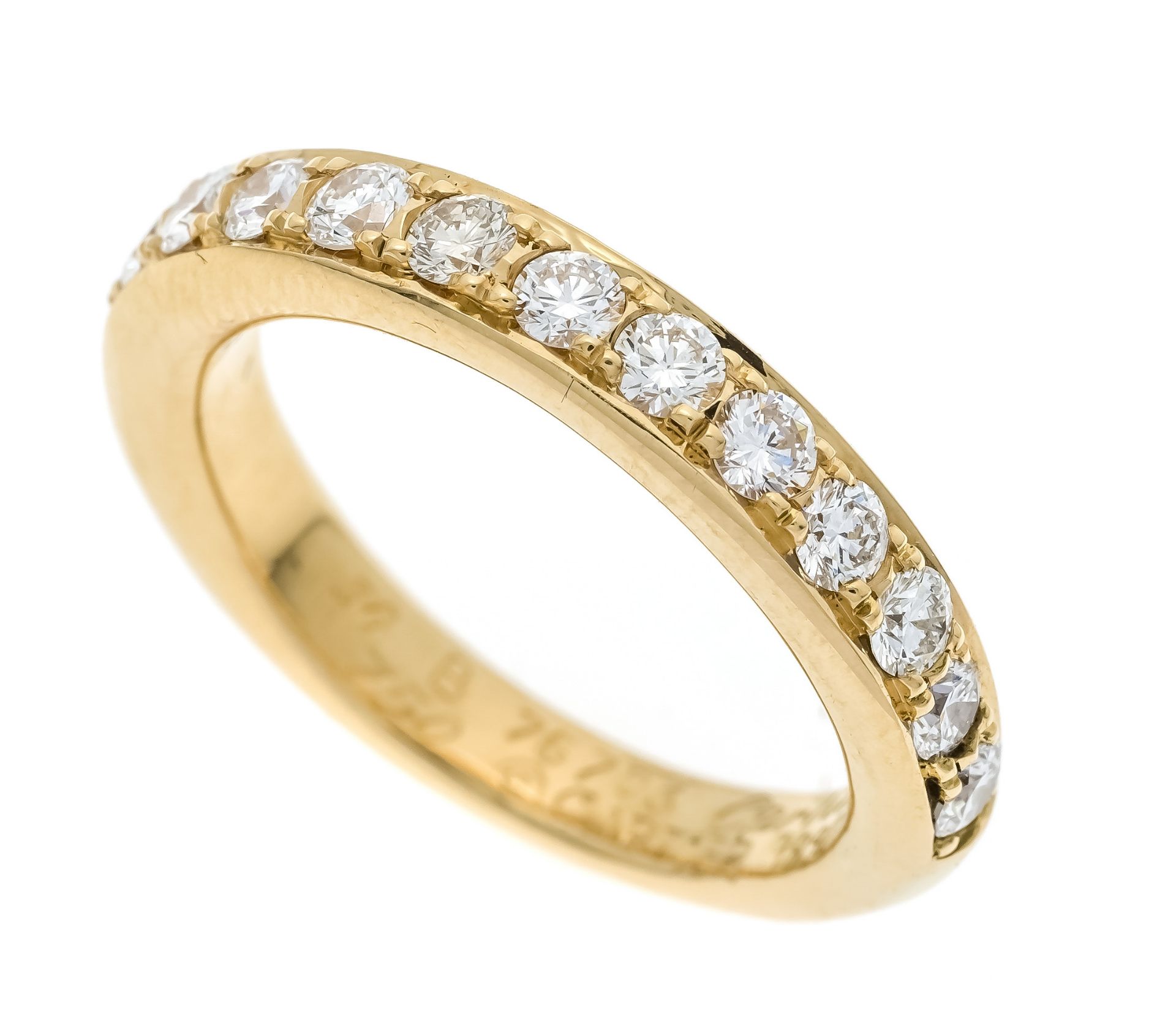 Cartier memory ring GG 750/000 with 15 brilliant-cut diamonds, total 1.10 ct TW/VVS, RG 56,