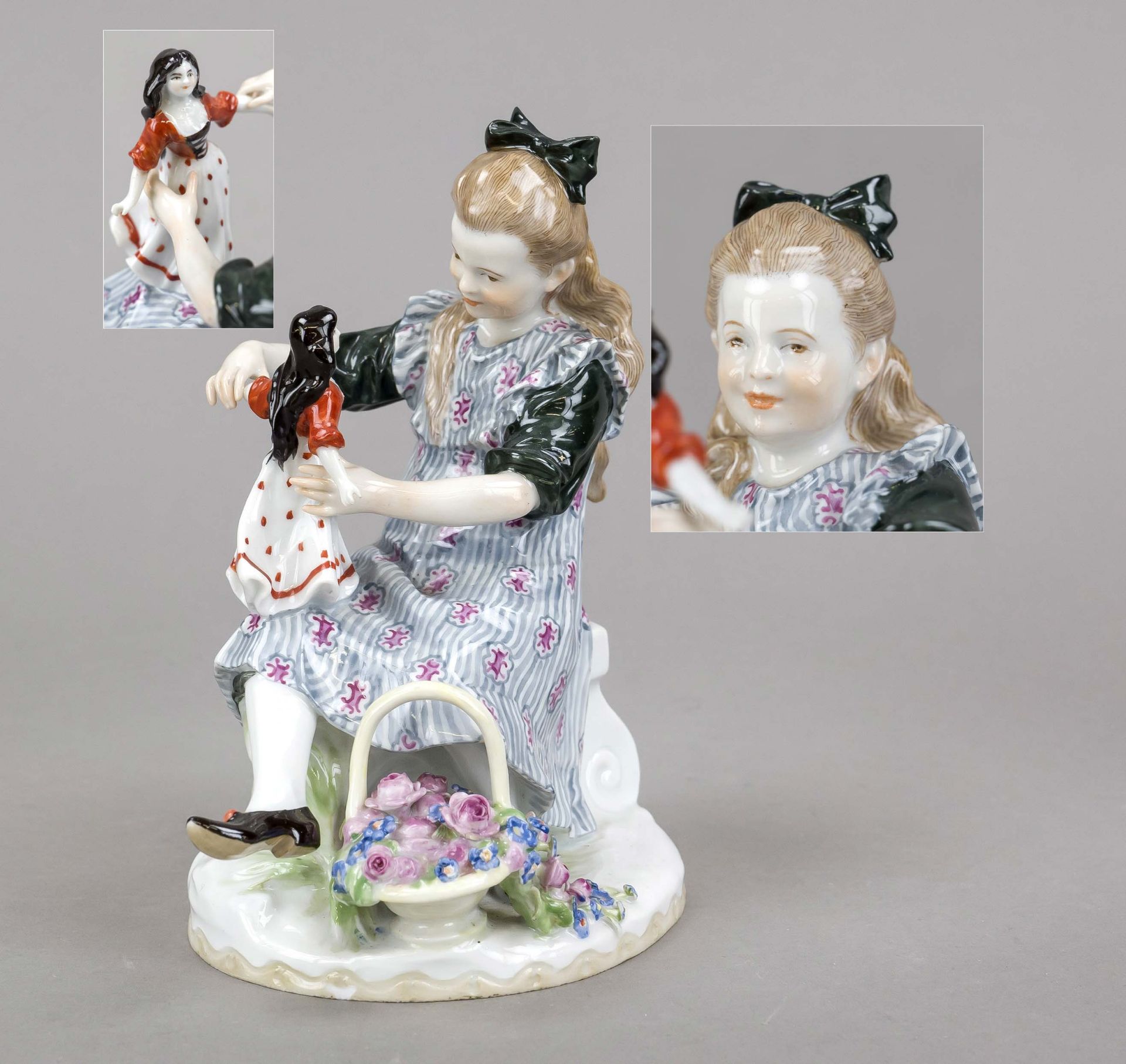 Mädchen mit Puppe, Meissen, Kna