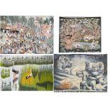 4 tapestries with oriental motifs, approx. 260 x 170 cm, 170 x 110 cm, 180 x 160 cm, 93 x 130 cm